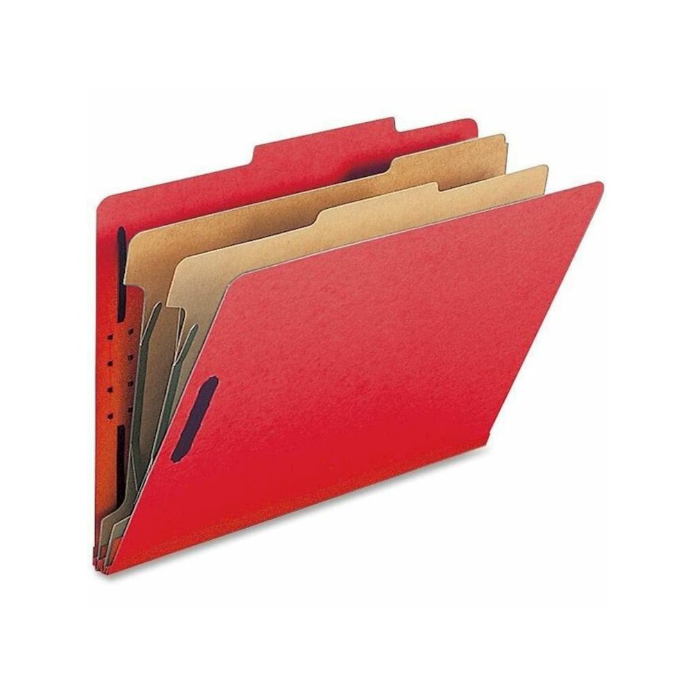 Nature Saver Legal Recycled Classification Folder - 8 1/2" x 14" - 2" for Folder - 2 Divider - 25 pt. - Bright Red - 100% Recycled - 10 / Box. Picture 1
