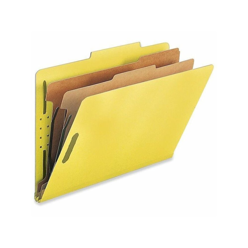 Nature Saver Legal Recycled Classification Folder - 8 1/2" x 14" - 2" for Folder - 2 Divider - 25 pt. - Yellow - 100% Recycled - 10 / Box. Picture 1