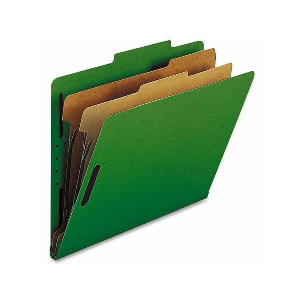 Nature Saver Letter Recycled Classification Folder - 8 1/2" x 11" - 2" for Folder - 2 Divider - 25 pt. - Green - 100% Recycled - 10 / Box. Picture 1