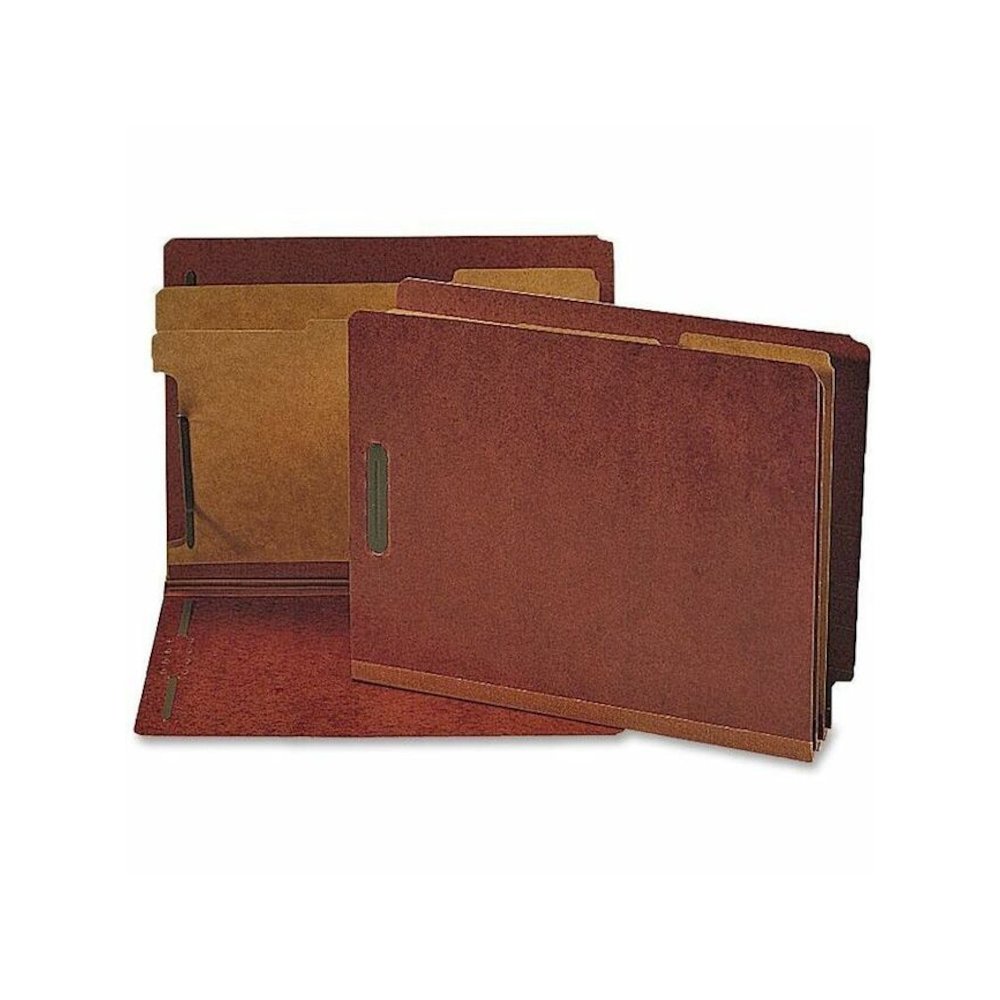 Nature Saver Letter Recycled Classification Folder - 8 1/2" x 11" - 2 Fastener - 2" for Folder - End Tab Location - 2 Divider - 25 pt. - Red - 100% Recycled - 10 / Box. Picture 1