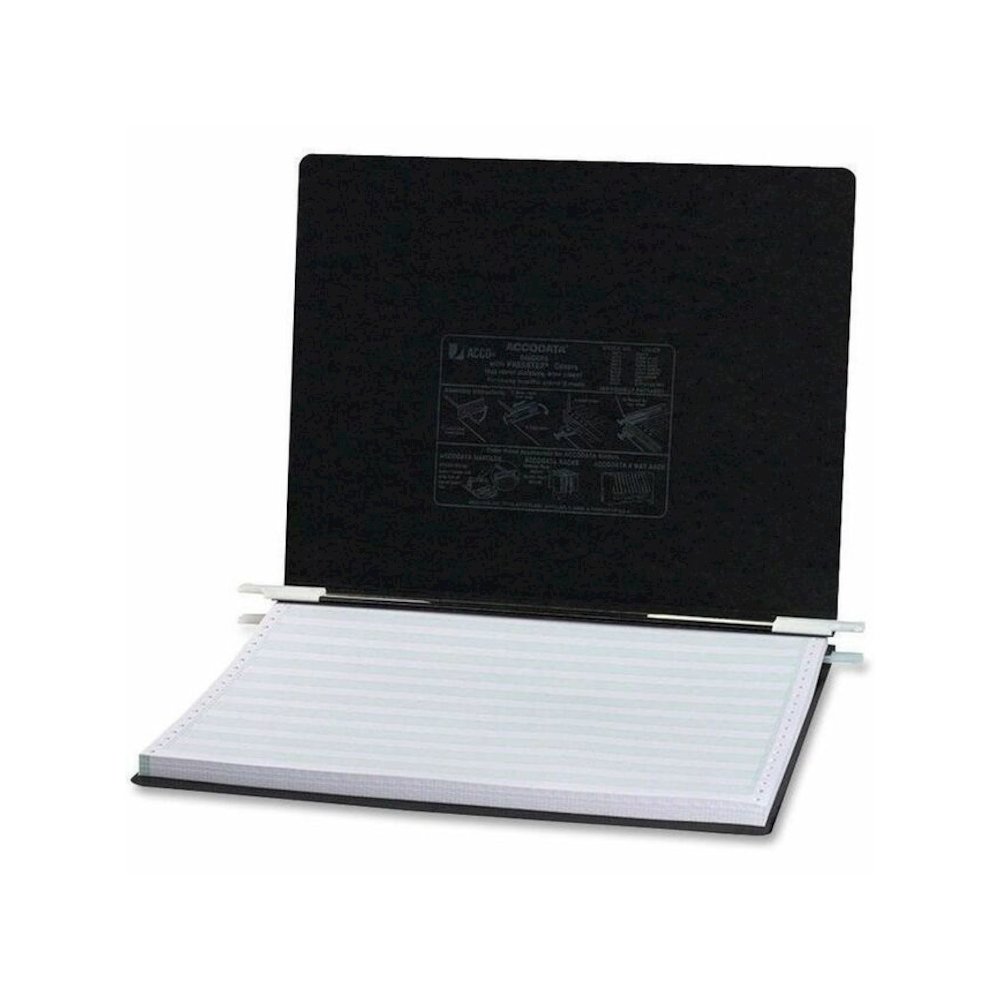 ACCO 14-7/8"x11" Presstex Hanging Data Binder - 6" Binder Capacity - Fastener: Post - Presstex, Acrylic, Nylon - Black - Hook, Water Resistant, Retractable Filing Hooks, Flexible, Hanging System, Embo. Picture 1
