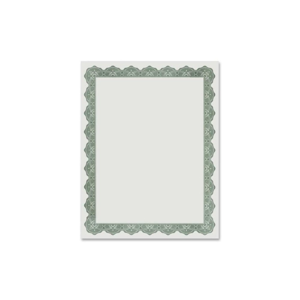 Geographics Blank Award Parchment Certificates - 24 lb Basis Weight - 8.5" Width x 11" Length - Inkjet, Laser Compatible - Green with Green Border - Parchment Paper - 25 / Pack. Picture 1