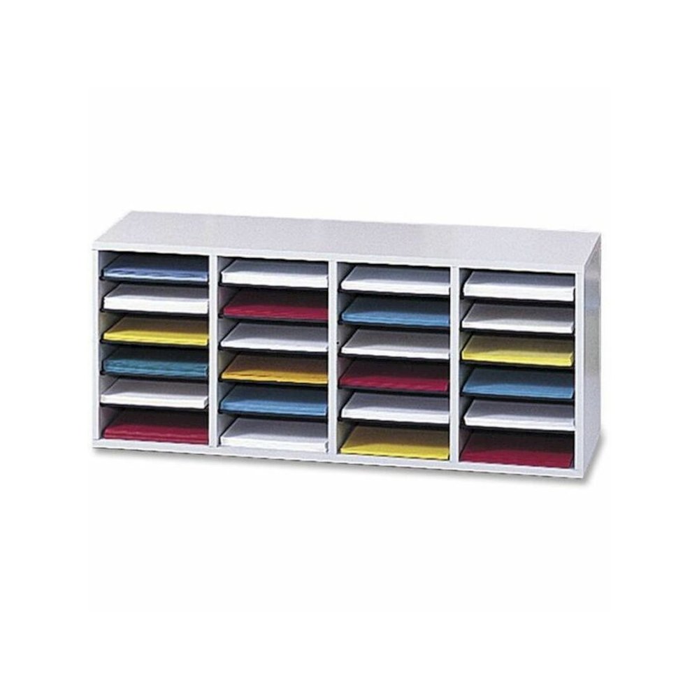 Safco Adjustable Shelves Literature Organizers - 24 Compartment(s) - Compartment Size : 2.50" x 9" x 11.50" - 16.37" Height x 39.37" Width x 11.75" Depth - Gray - Wood - 1 Each. Picture 1