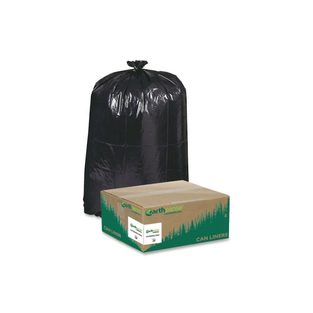 Berry Reclaim Heavy-Duty Recycled Can Liners - Medium Size - 33 gal Capacity - 39" Length x 33" Width x 1.25 mil (32 Micron) Thickness - Low Density - Black - Plastic - Recycled - 100 / Carton. Picture 1