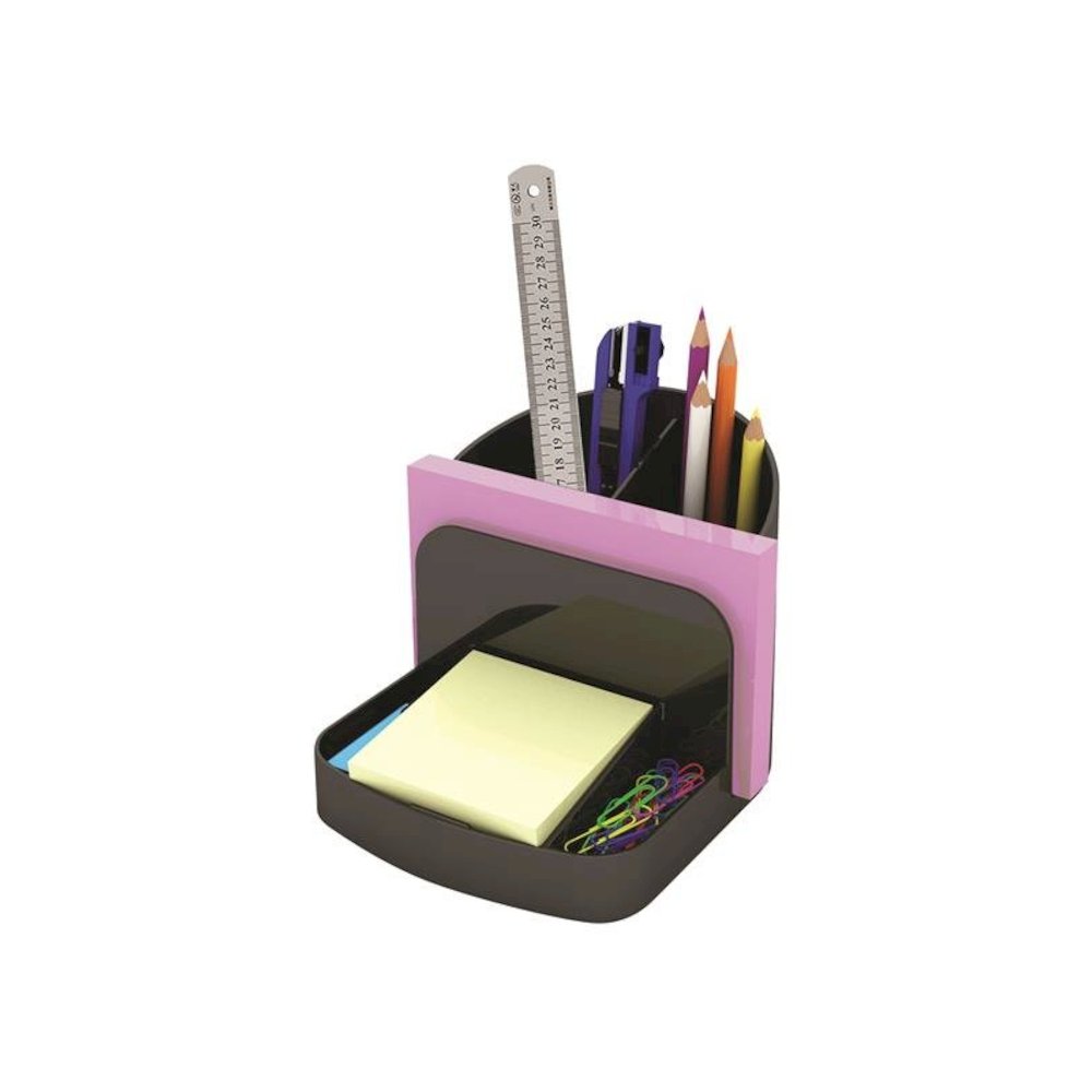 Deflecto Sustainable Office Desk Caddy - 5" Height x 5.4" Width x 6.8" DepthDesktop - 30% Recycled - Black - Plastic - 1 Each. Picture 1