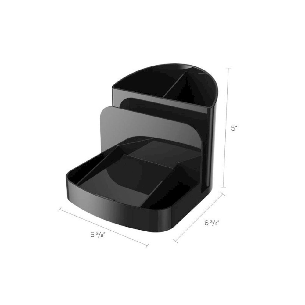 Deflecto Sustainable Office Desk Caddy - 5" Height x 5.4" Width x 6.8" DepthDesktop - 30% Recycled - Black - Plastic - 1 Each. Picture 2
