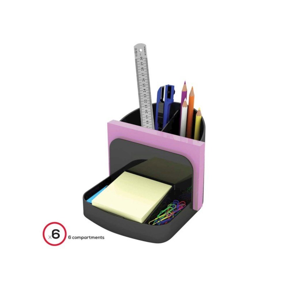 Deflecto Sustainable Office Desk Caddy - 5" Height x 5.4" Width x 6.8" DepthDesktop - 30% Recycled - Black - Plastic - 1 Each. Picture 3