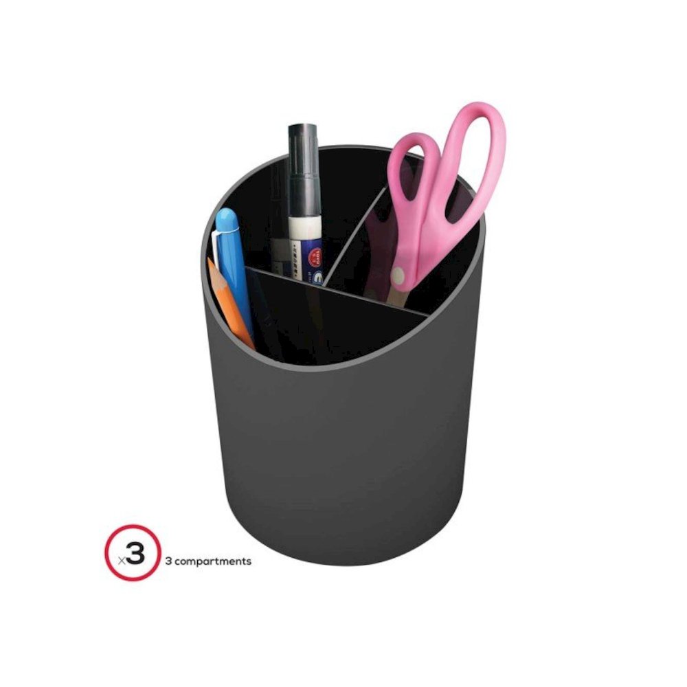 Deflecto Sustainable Office Recycled Large Pencil Cup - 5.6" x 4.4" x 4.4" - 1 Each - Black. Picture 2