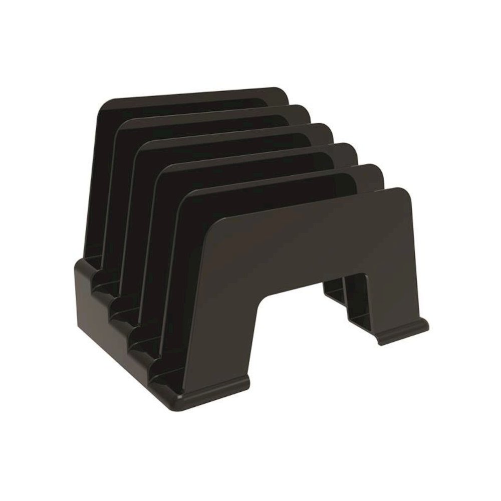 Deflecto Sustainable Office Small Incline Sorter - 5 Compartment(s) - 6" Height x 8" Width x 5.5" DepthDesktop - Sturdy - 30% Recycled - Black - Plastic - 1 Each. Picture 1