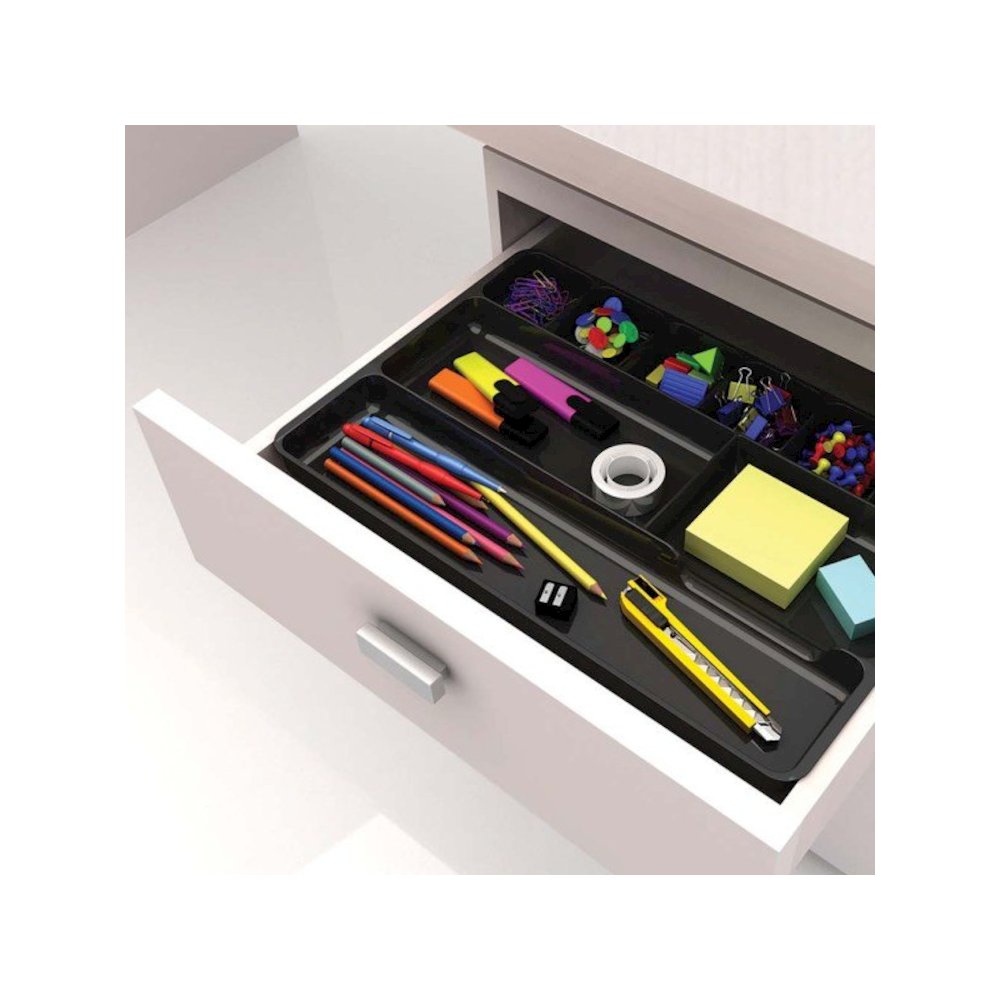 Deflecto Sustainable Office Drawer Organizer - 9 Compartment(s) - 1.1" Height x 14" Width x 9.1" Depth - 30% Recycled - Black - 1 Each. Picture 5