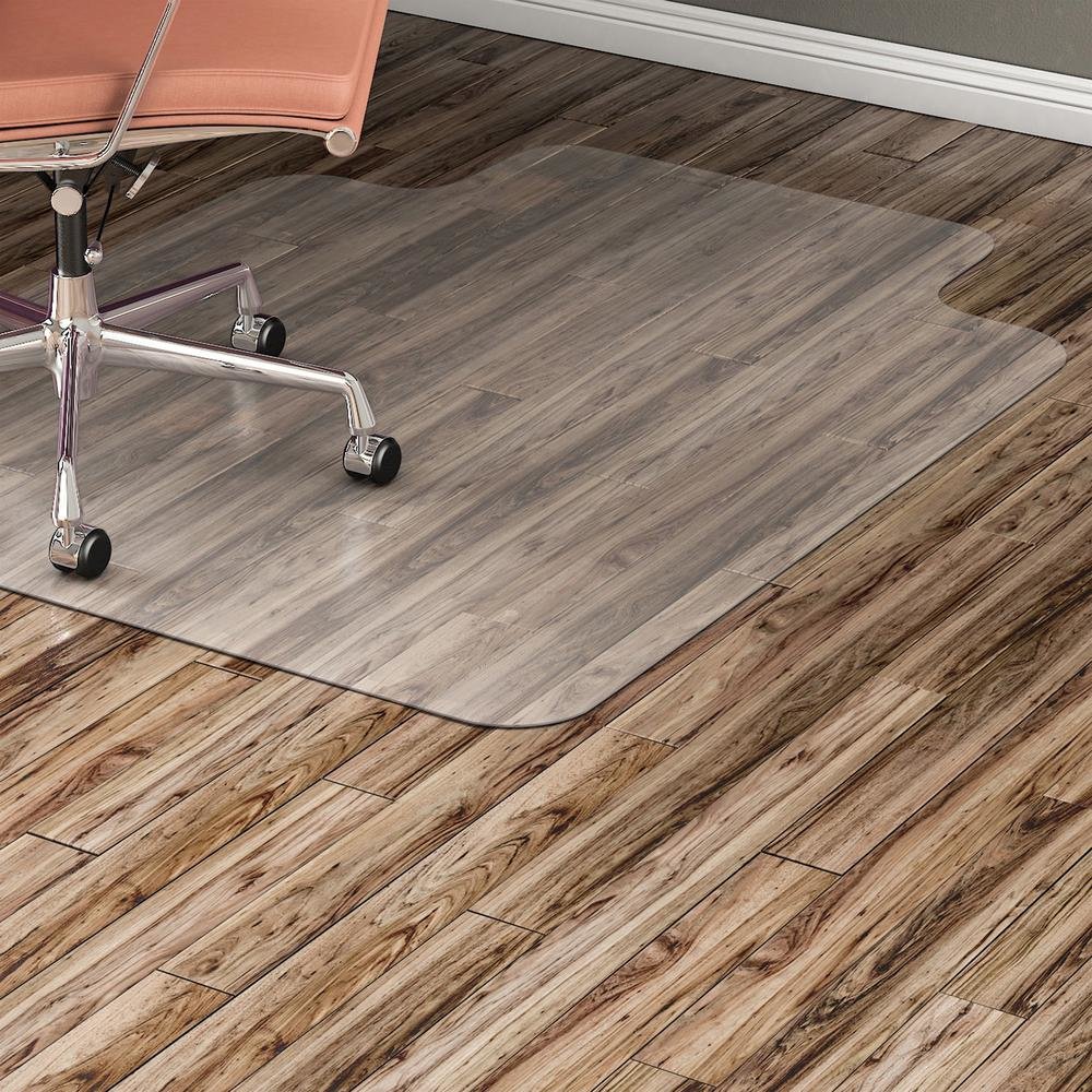 Lorell Wide Lip Chairmat - Hard Floor, Wood Floor, Vinyl Floor, Tile Floor - 60" Length x 46" Width x 0.095" Thickness - Lip Size 12" Length x 25" Width - Vinyl - Clear - 1Each. Picture 2