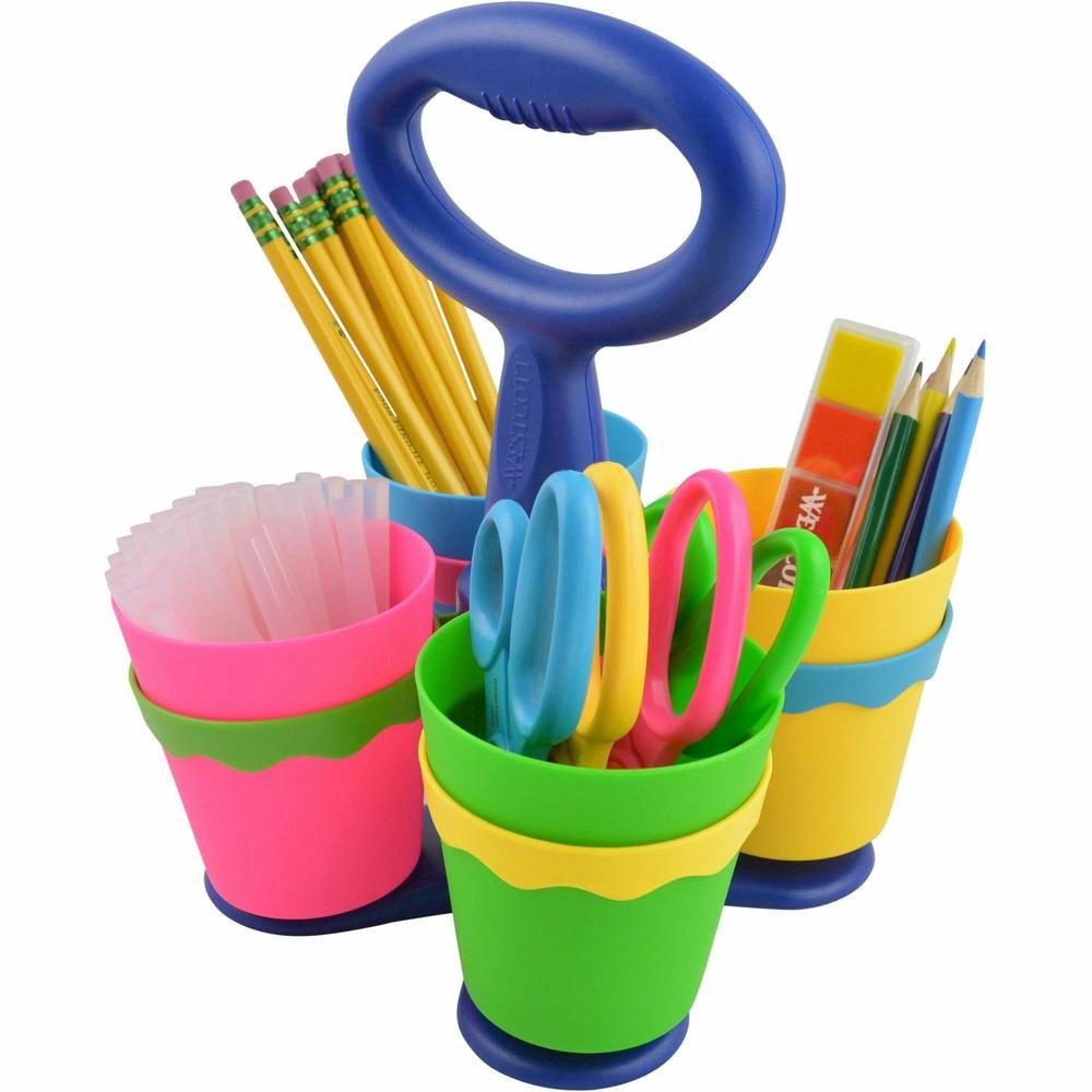 Westcott Teachers Scissors Caddy with 24 pieces 5" Kids Anit-Microbial Blunt Scissors - 5" Overall Length - Left/Right - Stainless Steel - Pointed Tip - Assorted - 1 Each. Picture 7