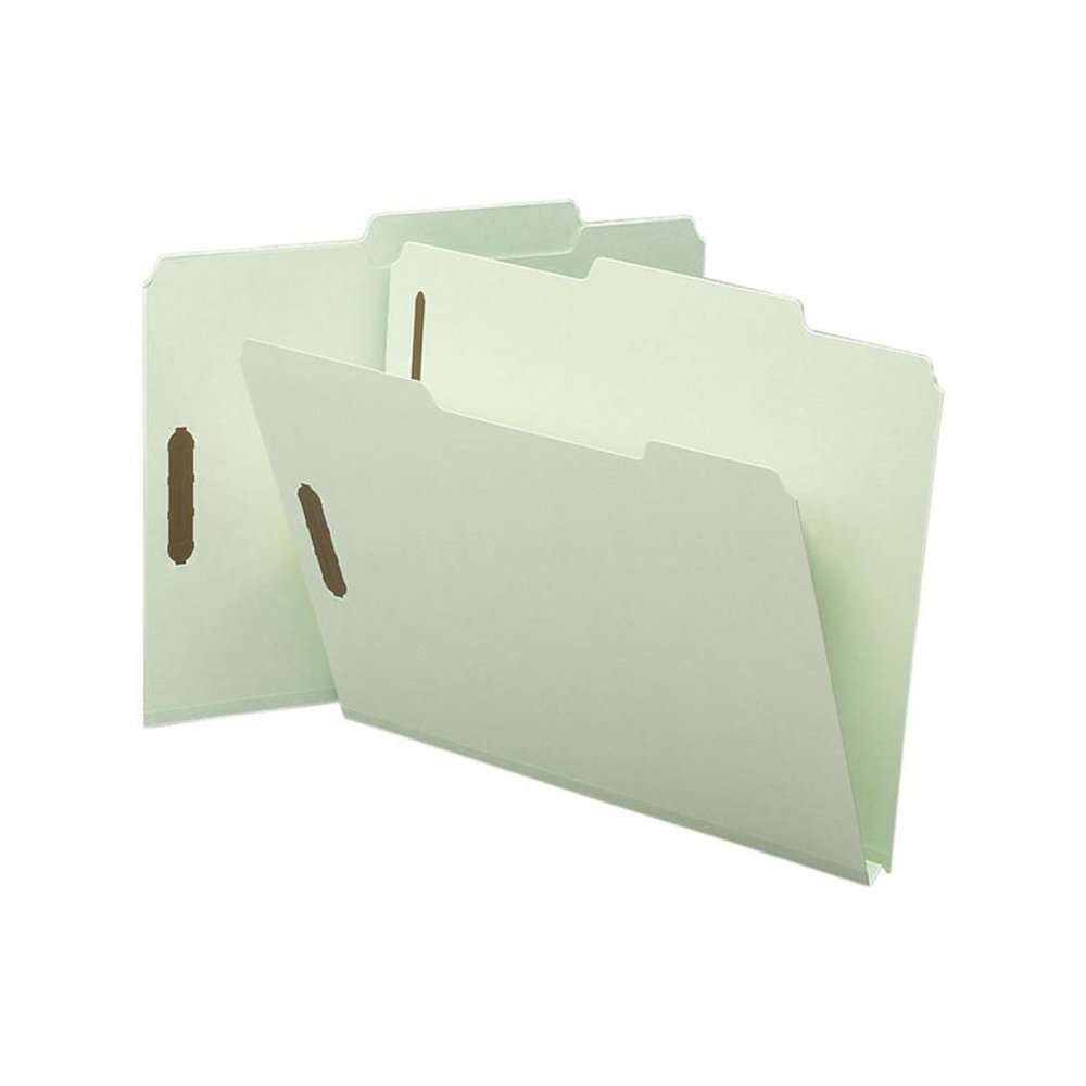 Smead 2/5 Tab Cut Letter Recycled Fastener Folder - 8 1/2" x 11" - 1" Expansion - 2 x 2S Fastener(s) - 2" Fastener Capacity for Folder - Top Tab Location - Right of Center Tab Position - Pressboard - . Picture 1