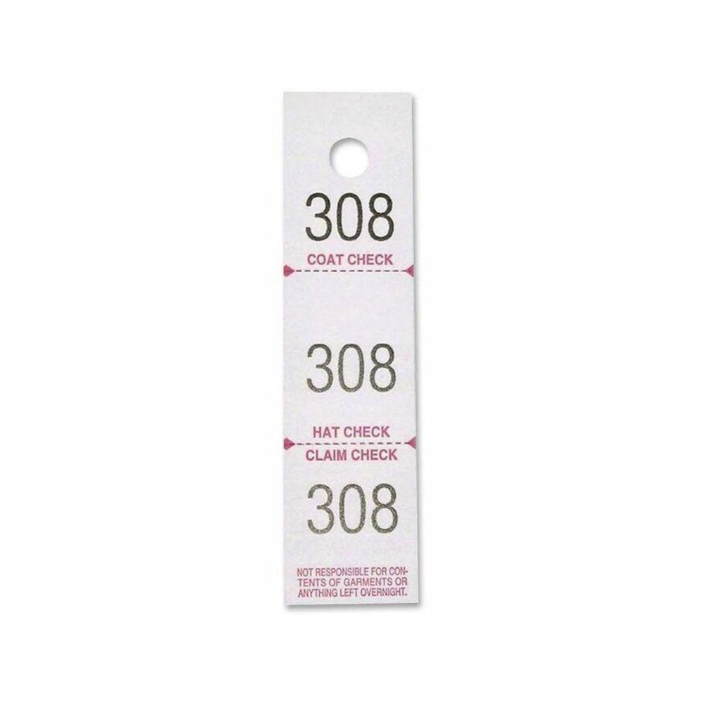 Sparco 3-Part Coat Check Tickets - 500 / Pack - White. Picture 1
