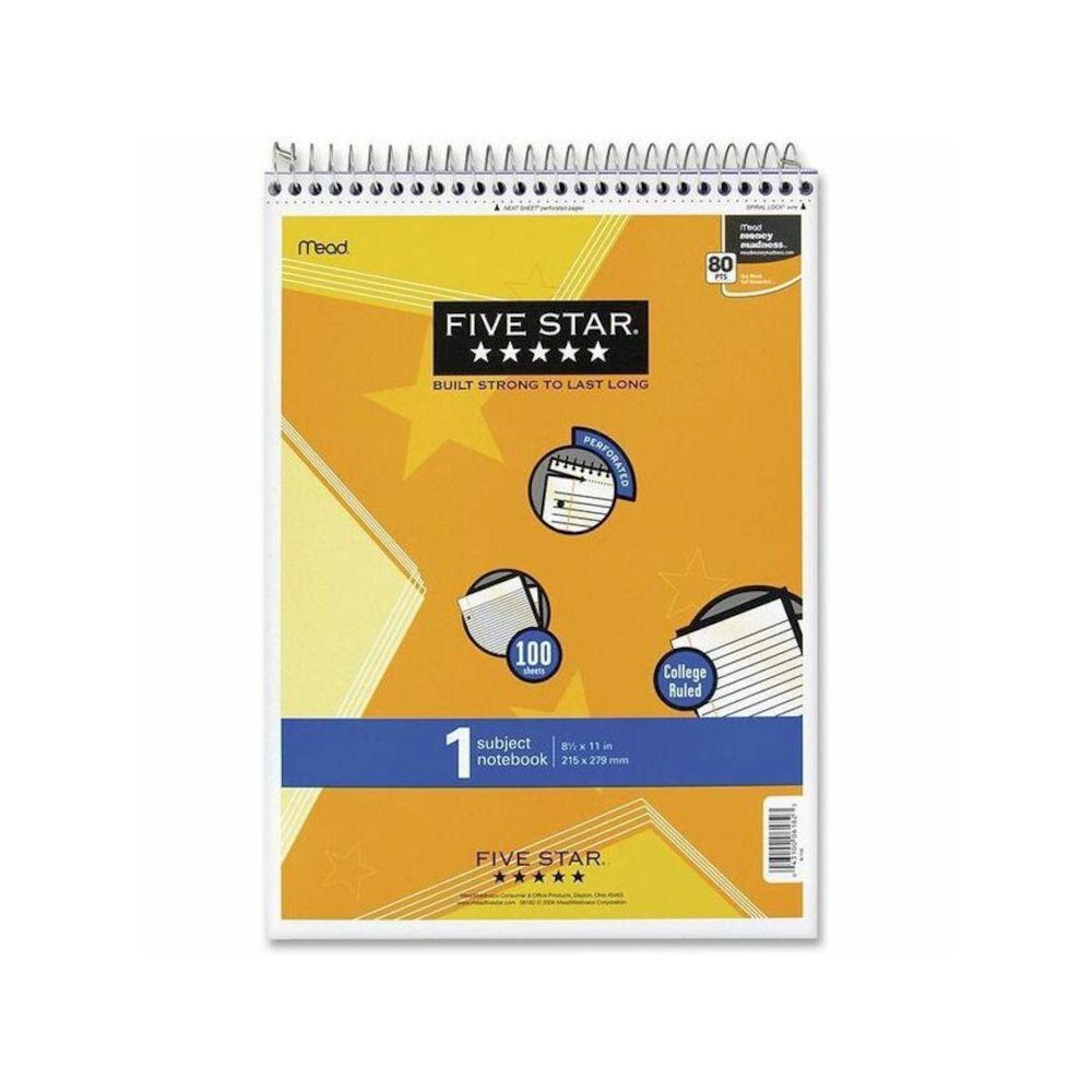 Mead 1-Subject Notepad - 100 Sheets - Wire Bound - 8 1/2" x 11" - White Paper - Assorted Laminated Plastic Cover - Perforated - 1 Each. Picture 1