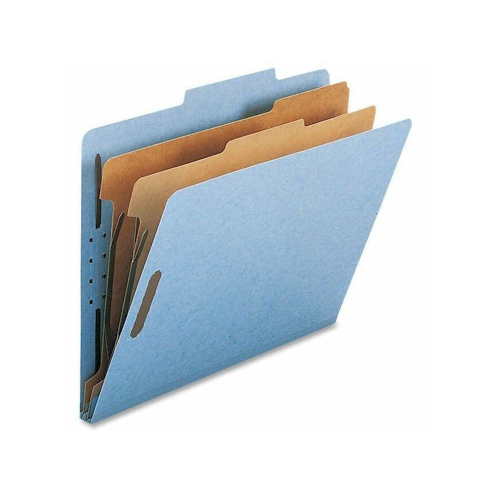 Nature Saver Letter Recycled Classification Folder - 8 1/2" x 11" - 2" Fastener Capacity for Folder - 2 Divider(s) - Blue - 100% Recycled - 10 / Box. Picture 1