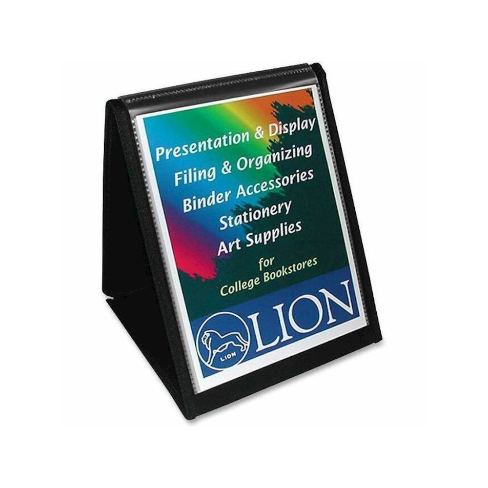 Lion Flip-N-Tell Display Easel Books - Letter - 8 1/2" x 11" Sheet Size - 40 Sheet Capacity - 20 Pocket(s) - Polypropylene - Black - 1.04 lb - Recycled - Non-stick, Acid-free, Lightweight, Reinforced . Picture 1