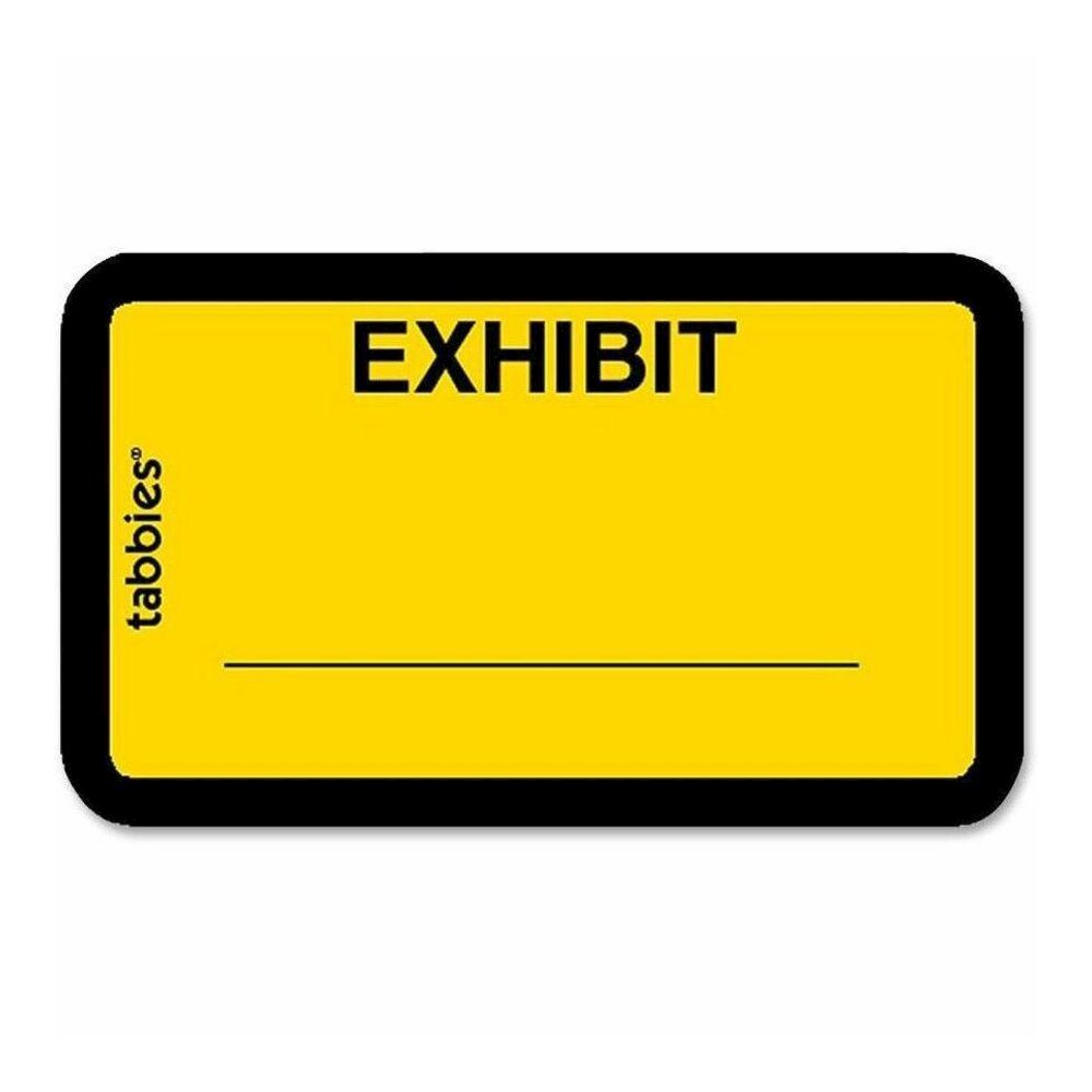 Tabbies Color-coded Legal Exhibit Labels - 1 5/8" Width x 1" Length - Yellow - 252 / Pack. Picture 1