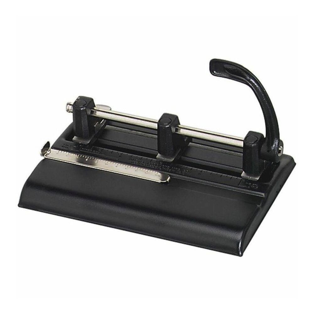 Master 1325B Hole Punch - 3 Punch Head(s) - 40 Sheet of 20lb Paper - 9/32" Punch Size - Round Shape - Black. Picture 1