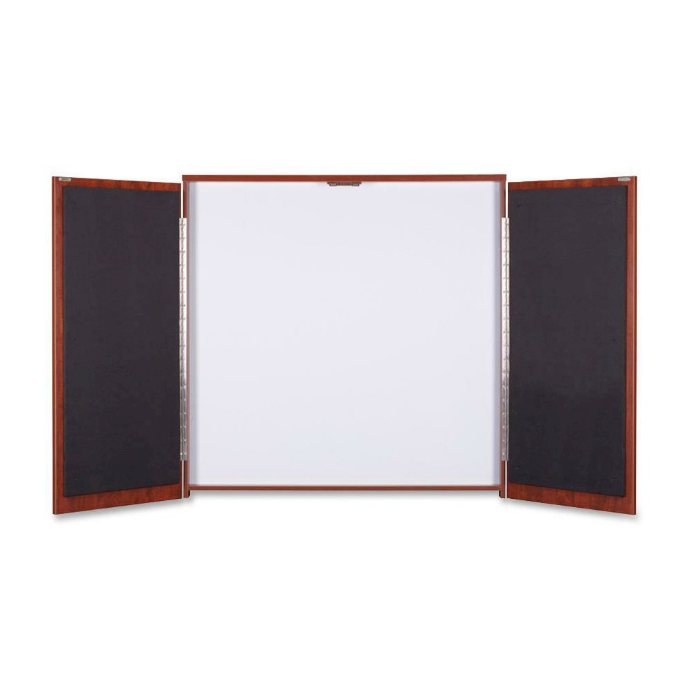 Lorell Dry-erase Whiteboard Presentation Cabinet - Hinged Door - 1 Each - 47.3" x 47.3" x 4.8". Picture 1