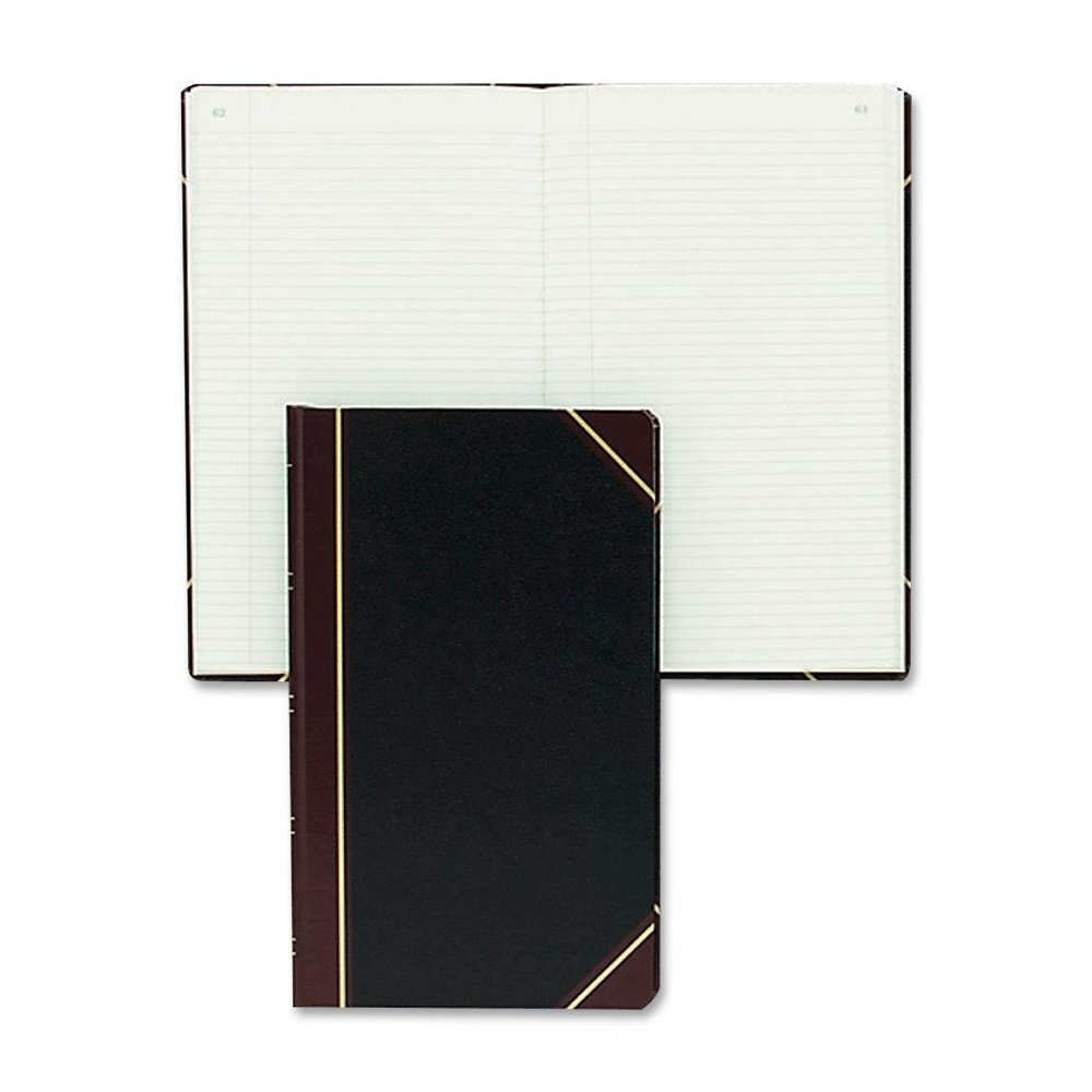 Rediform Texhide Cover Record Books with Margin - 300 Sheet(s) - Thread Sewn - 8.75" x 14.25" Sheet Size - Green Sheet(s) - Brown, Green Print Color - Black Cover - Recycled - 1 Each. Picture 1