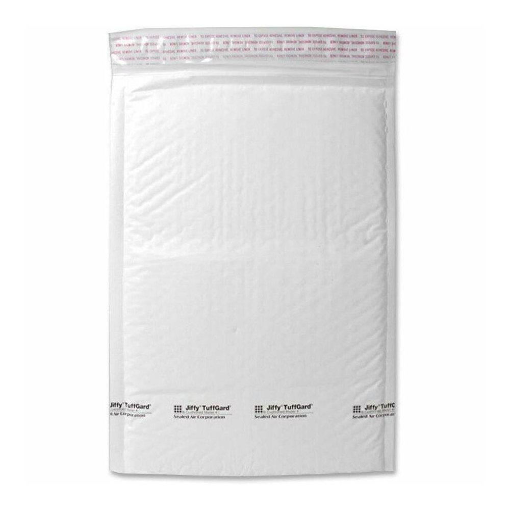 Sealed Air Tuffgard Premium Cushioned Mailers - Bubble - #5 - 10 1/2" Width x 16" Length - Peel & Seal - Poly - 25 / Carton - White. Picture 1