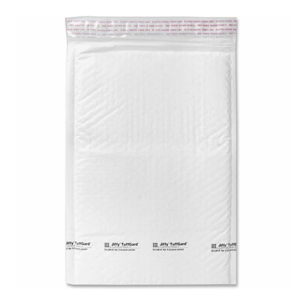 Sealed Air Tuffgard Premium Cushioned Mailers - Bubble - #4 - 9 1/2" Width x 14 1/2" Length - Peel & Seal - Poly - 25 / Carton - White. Picture 1