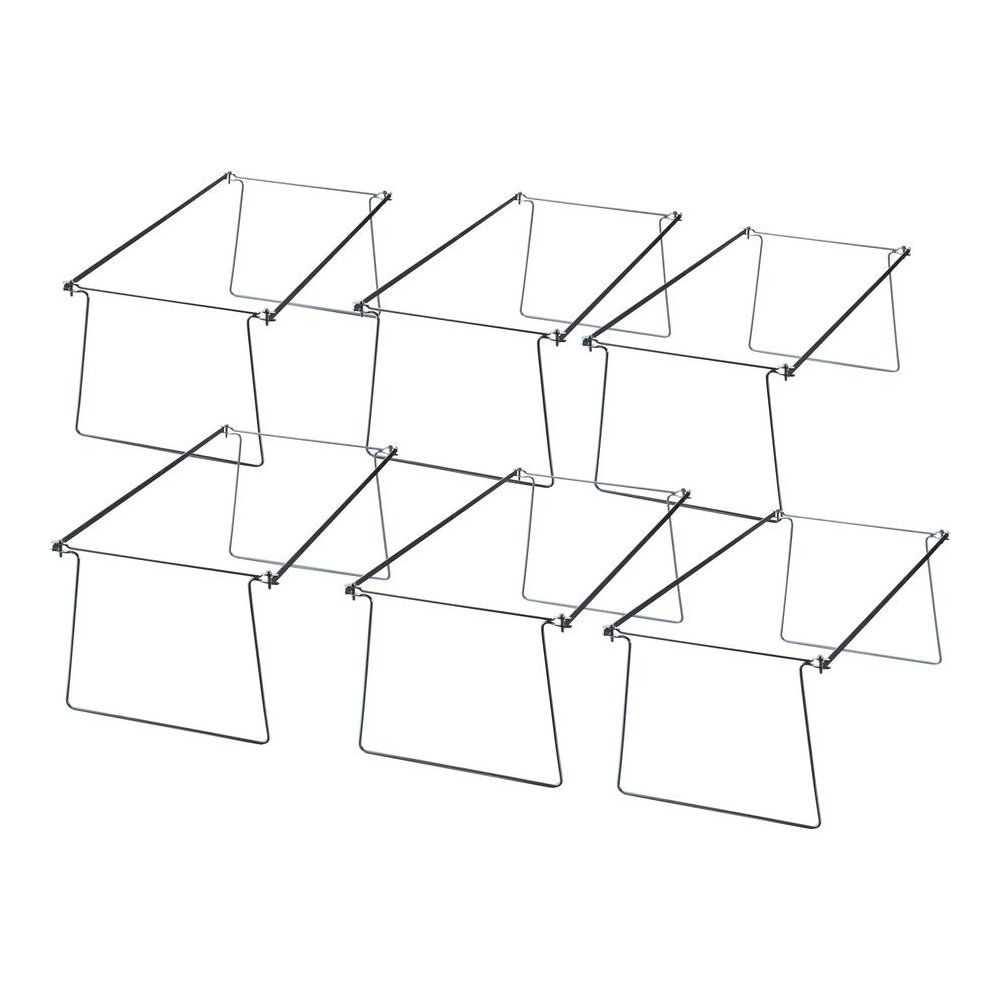 Officemate Hanging Folder Frames, 6 Sets - Letter - 24"-27" Long - Steel - Stainless Steel - 6 / Box. Picture 3