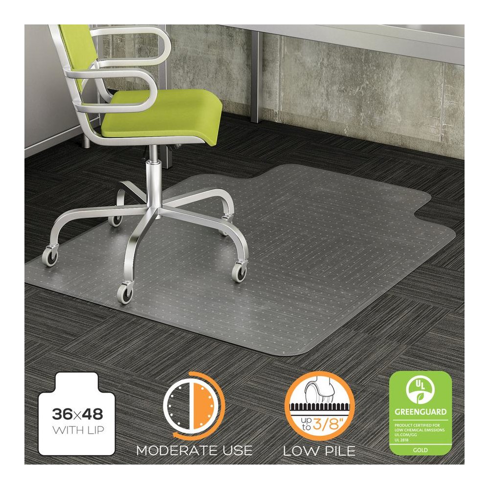 Deflecto DuraMat for Carpet - Carpeted Floor - 48" Length x 36" Width - Lip Size 12" Length x 20" Width - Vinyl - Clear - 1Each. Picture 6