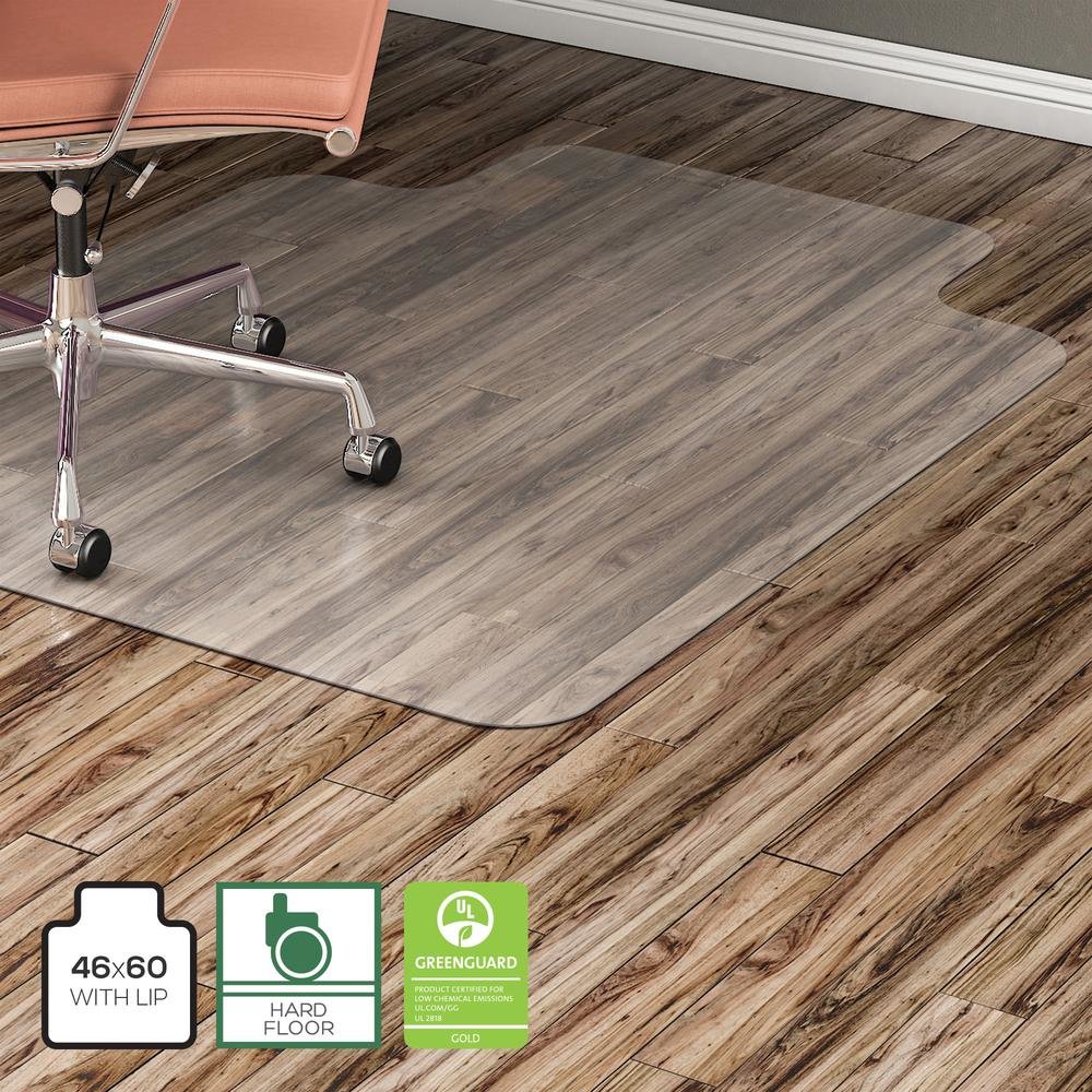 Lorell Wide Lip Chairmat - Hard Floor, Wood Floor, Vinyl Floor, Tile Floor - 60" Length x 46" Width x 0.095" Thickness - Lip Size 12" Length x 25" Width - Vinyl - Clear - 1Each. Picture 14