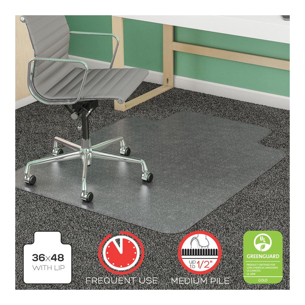 Deflecto SuperMat for Carpet - Carpet, Indoor - 48" Length x 36" Width - Lip Size 10" Length x 19" Width - Rectangular - Clear - 1Each. Picture 6
