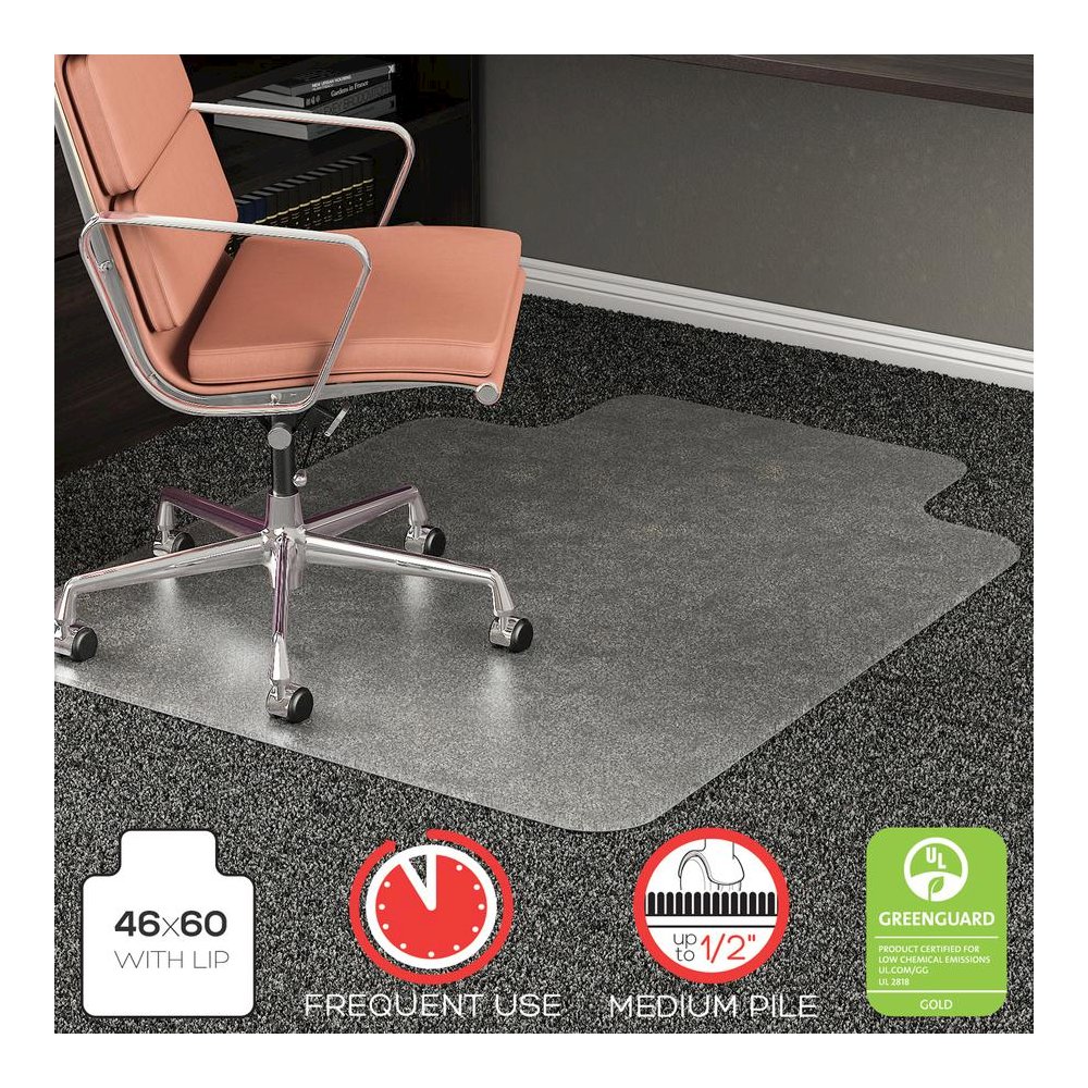 Deflecto RollaMat for Carpet - Home, Office, Carpet - 60" Length x 46" Width - Lip Size 12" Length x 25" Width - Rectangular - Textured - Vinyl - Clear - 1Each. Picture 5