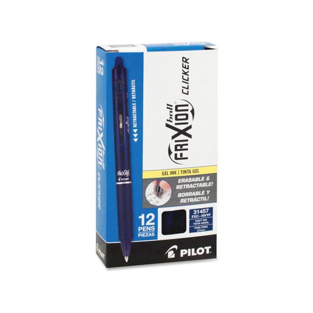 Pilot FriXion .7mm Clicker Erasable Gel Pens - Fine Pen Point - 0.7 mm Pen Point Size - Refillable - Retractable - Navy Blue Gel-based Ink - Navy Blue Barrel - 1 Dozen. Picture 3