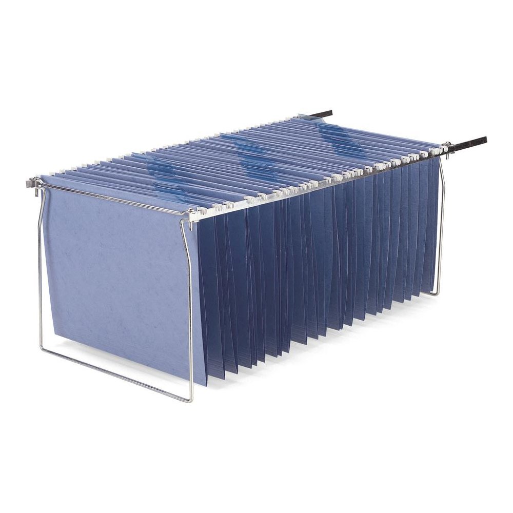 Officemate Hanging Folder Frames, 6 Sets - Letter - 24"-27" Long - Steel - Stainless Steel - 6 / Box. Picture 2