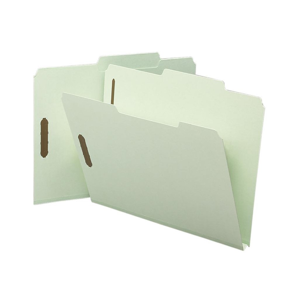 Smead 2/5 Tab Cut Letter Recycled Fastener Folder - 8 1/2" x 11" - 1" Expansion - 2 x 2S Fastener(s) - 2" Fastener Capacity for Folder - Top Tab Location - Right of Center Tab Position - Pressboard - . Picture 2