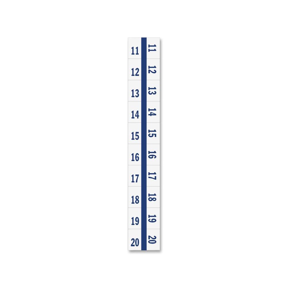 Tabbies Legal Index Divider Tabs - 10 Printed Tab(s) - Digit - 11-20 - 8.5" Divider Width x 11" Divider Length - Letter - 7 Hole Punched - White Paper Divider - Punched, Laminated Tab - 100 / Pack. Picture 2