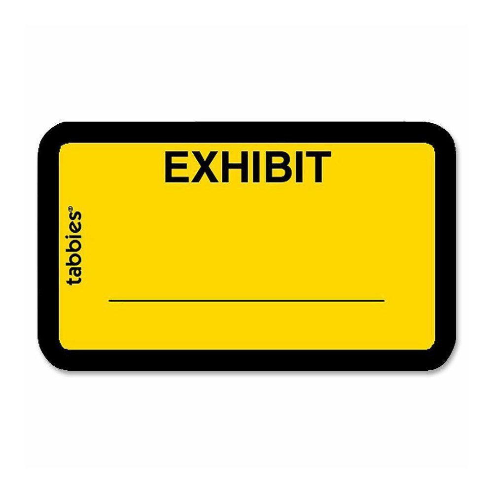 Tabbies Color-coded Legal Exhibit Labels - 1 5/8" Width x 1" Length - Yellow - 252 / Pack. Picture 2
