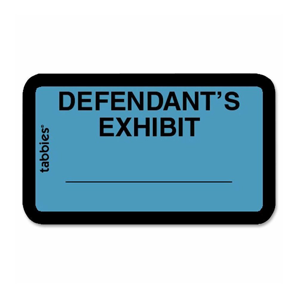 Tabbies Defendant's Exhibit Legal File Labels - 1 5/8" Width x 1" Length - Blue - 252 / Pack. Picture 2