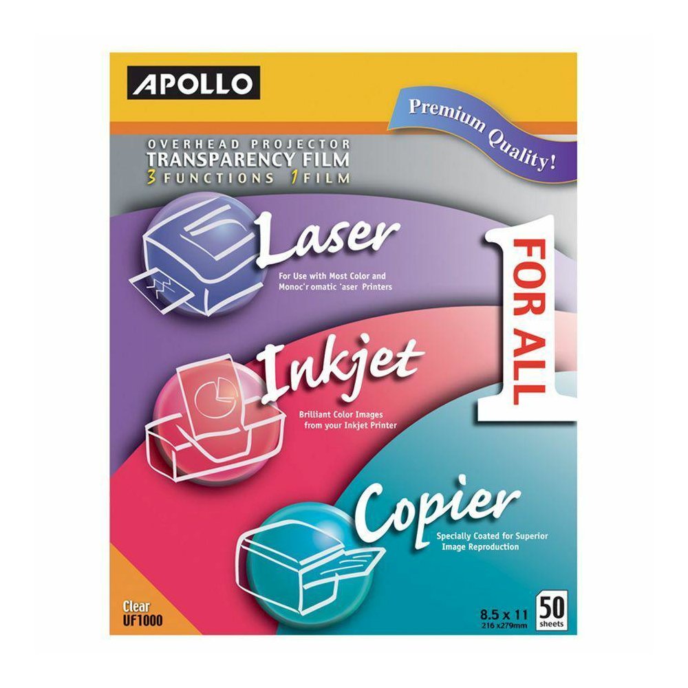Apollo Overhead Projector Transparency Film - Letter - 8 1/2" x 11" - 50 / Box - Clear. Picture 2