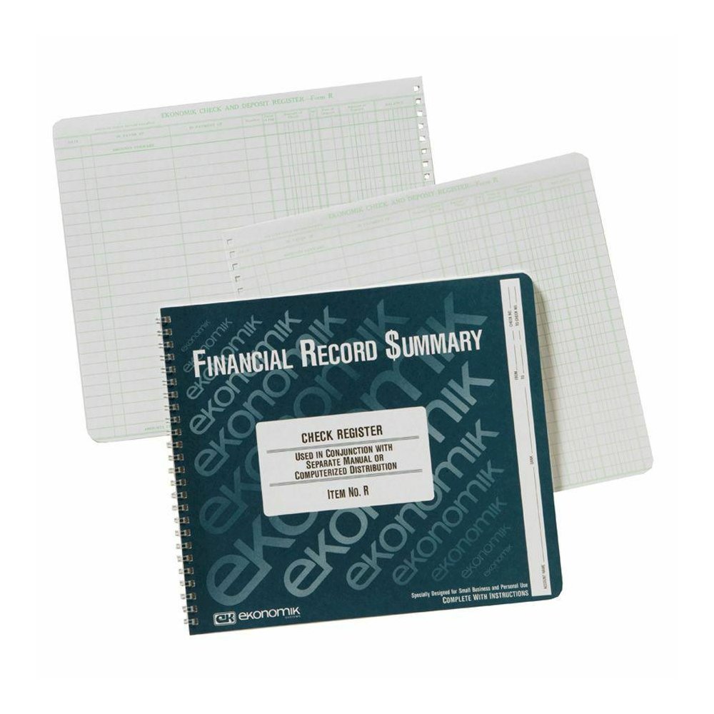 Ekonomik Standard Size Check Registry - 40 Sheet(s) - Wire Bound - 10" x 8.75" Sheet Size - White Sheet(s) - Green Print Color - Recycled - 1 Each. Picture 2