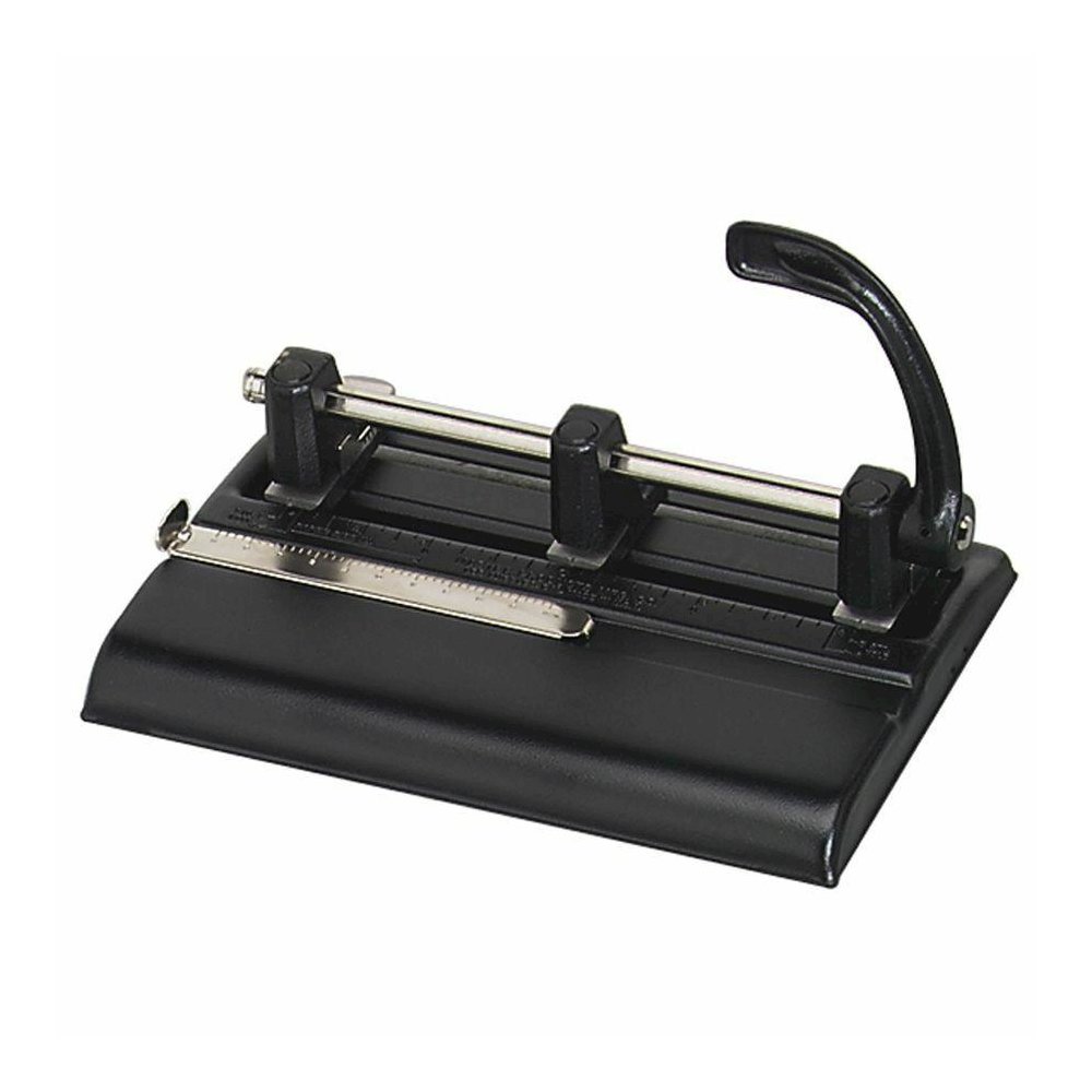 Master 1325B Hole Punch - 3 Punch Head(s) - 40 Sheet of 20lb Paper - 9/32" Punch Size - Round Shape - Black. Picture 2