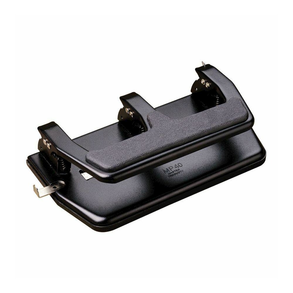 Master 3-Hole Gel Padded Punches - 3 Punch Head(s) - 30 Sheet of 20lb Paper - 9/32" Punch Size - Round Shape - 10.5" x 6" x 3" - Black. Picture 2