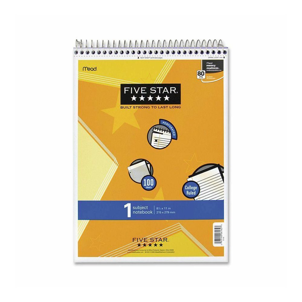 Mead 1-Subject Notepad - 100 Sheets - Wire Bound - 8 1/2" x 11" - White Paper - Assorted Laminated Plastic Cover - Perforated - 1 Each. Picture 2
