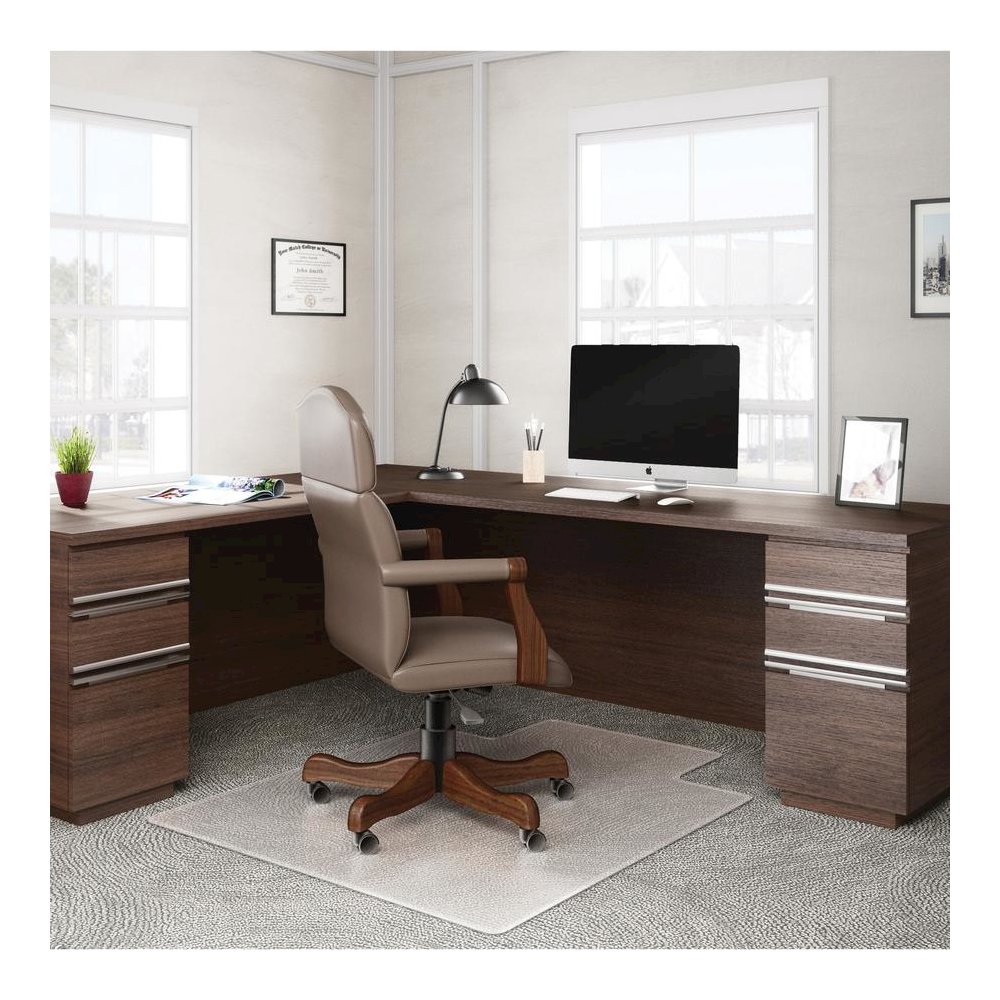 Deflecto RollaMat for Carpet - Home, Office, Carpet - 60" Length x 46" Width - Lip Size 12" Length x 25" Width - Rectangular - Textured - Vinyl - Clear - 1Each. Picture 8
