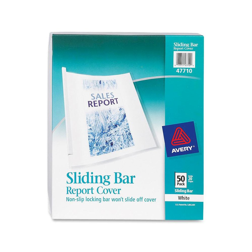 Avery&reg; Report Cover - 1/8" Folder Capacity - 20 Sheet Capacity - Poly - White, Clear - 50 / Box. Picture 2