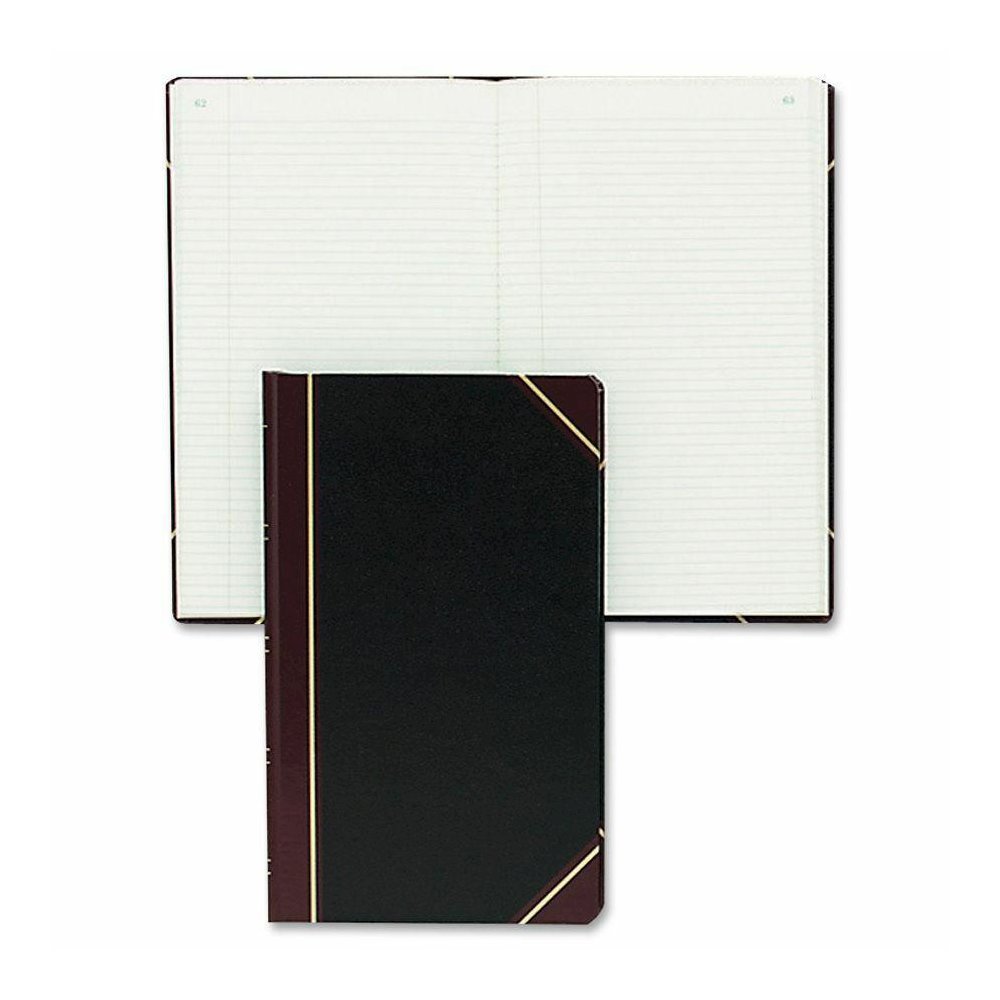 Rediform Texhide Cover Record Books with Margin - 300 Sheet(s) - Thread Sewn - 8.75" x 14.25" Sheet Size - Green Sheet(s) - Brown, Green Print Color - Black Cover - Recycled - 1 Each. Picture 2