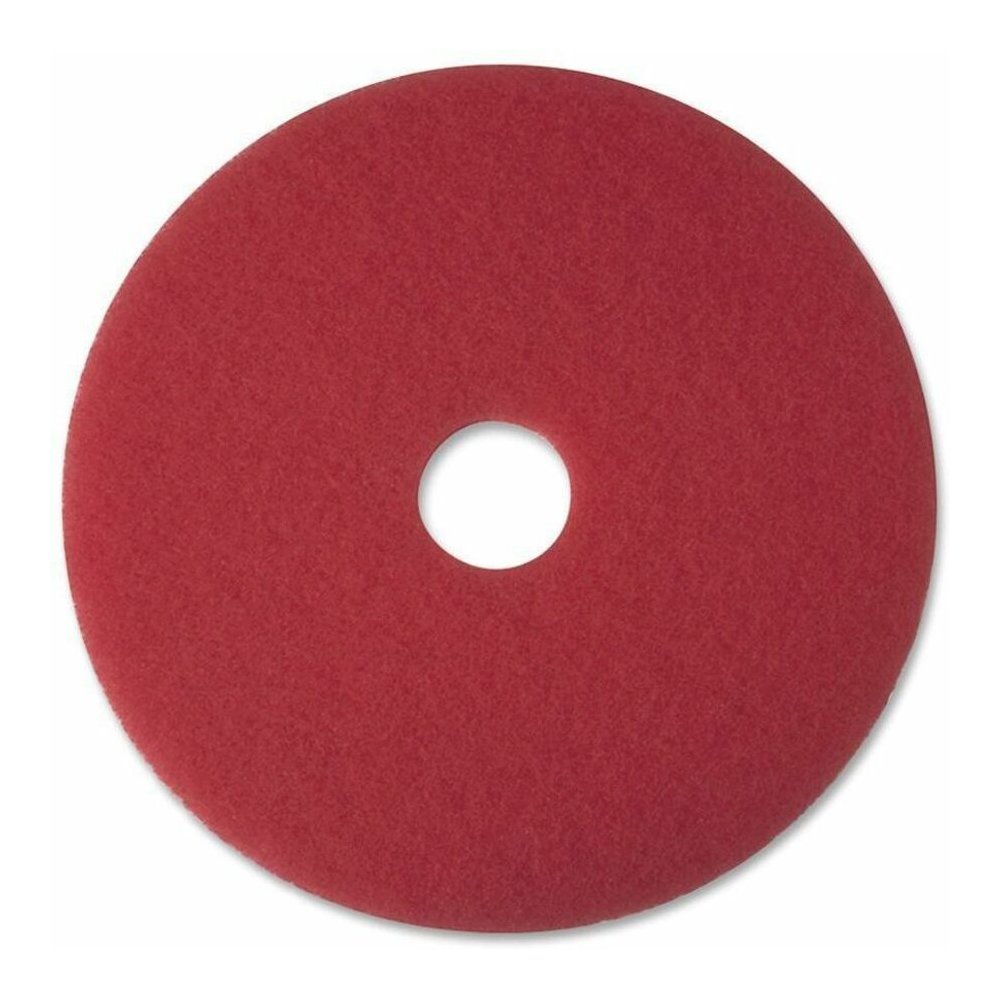 3M Red Buffer Pads - 20" Diameter - Polyester Fiber - Red - 5 / Carton. Picture 1