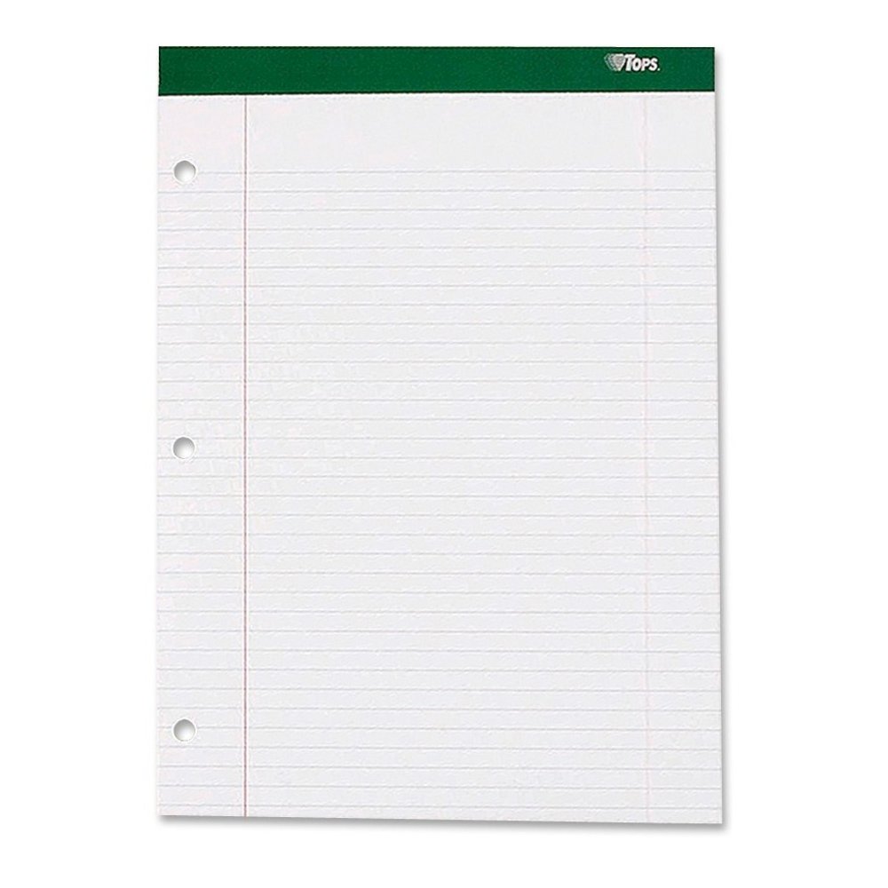 TOPS Double Docket Writing Tablet - Letter - Stapled/Glued - 0.34" Ruled - 16 lb Basis Weight - Letter - 8 1/2" x 11 3/4" Sheet Size - White Paper - Perforated - 1 / Pad. Picture 1