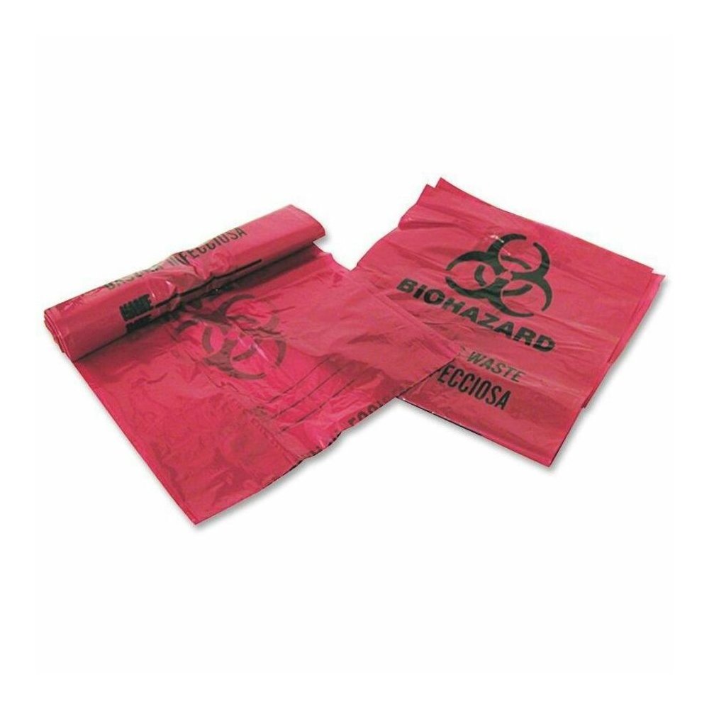 Medegen MHMS Infectious Waste Red Disposal Bags - 3 gal Capacity - 18.50" Length x 14" Width x 1.25 mil (32 Micron) Thickness - Red - Office Waste - 200 / Box. Picture 1