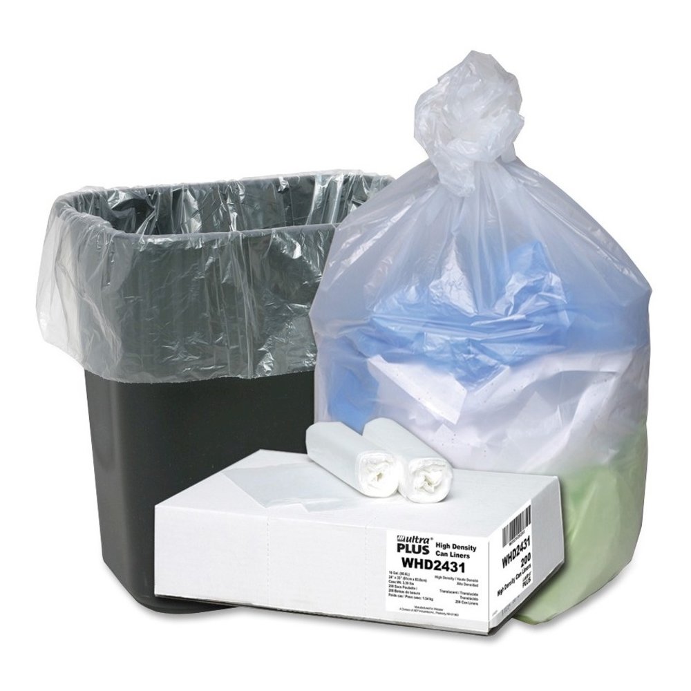 Berry Ultra Plus Trash Can Liners - Small Size - 16 gal Capacity - 31" Length x 24" Width x 0.31 mil (8 Micron) Thickness - High Density - Natural - Resin - Industrial Trash, Office Waste - 200 / Cart. Picture 1